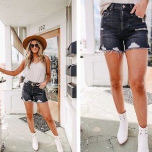 NWT Free People Makai Cut Off Denim Short Black Womens sz 31 Boho Festival Jeans
